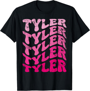 Retro Tyler First Name Personalized Tyler Groovy Vintage T-Shirt - T-Shirt | Black