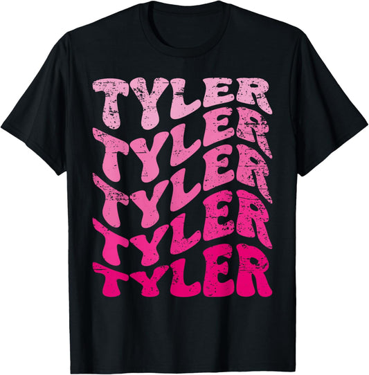 Retro Tyler First Name Personalized Tyler Groovy Vintage T-Shirt - T-Shirt | Black