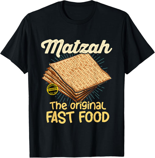 Funny Passover Matzah The Original Fast Food Jewish Seder T-Shirt - T-Shirt | Black
