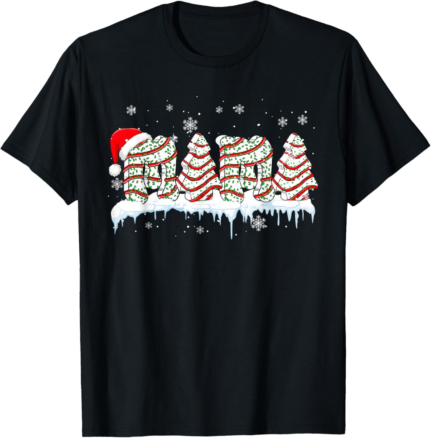 Mama Christmas Tree Cake Baker Santa Costume Family Group T-Shirt - T-Shirt | Black