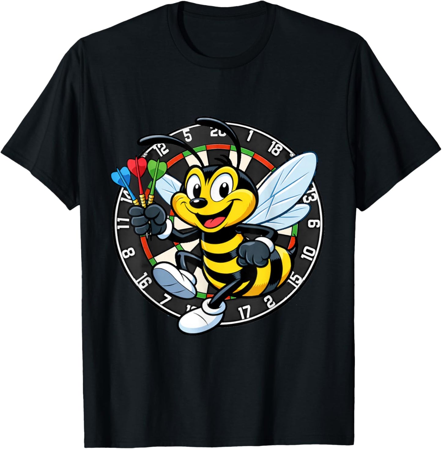 Funny Wasp Darts Player Ally Pally Dartboard Design T-Shirt - T-Shirt | Black