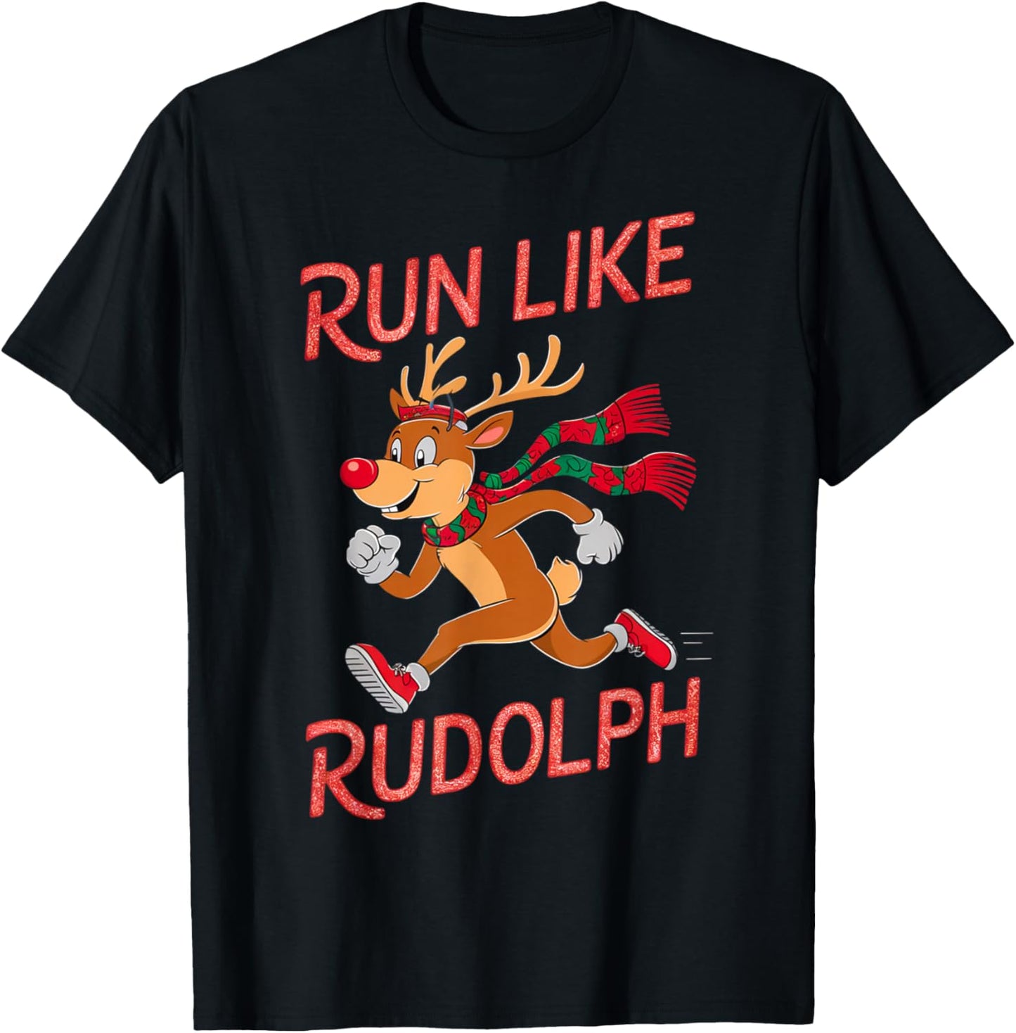 Reindeer Rudolph Christmas Running Runner Costume Marathon T-Shirt - T-Shirt | Black