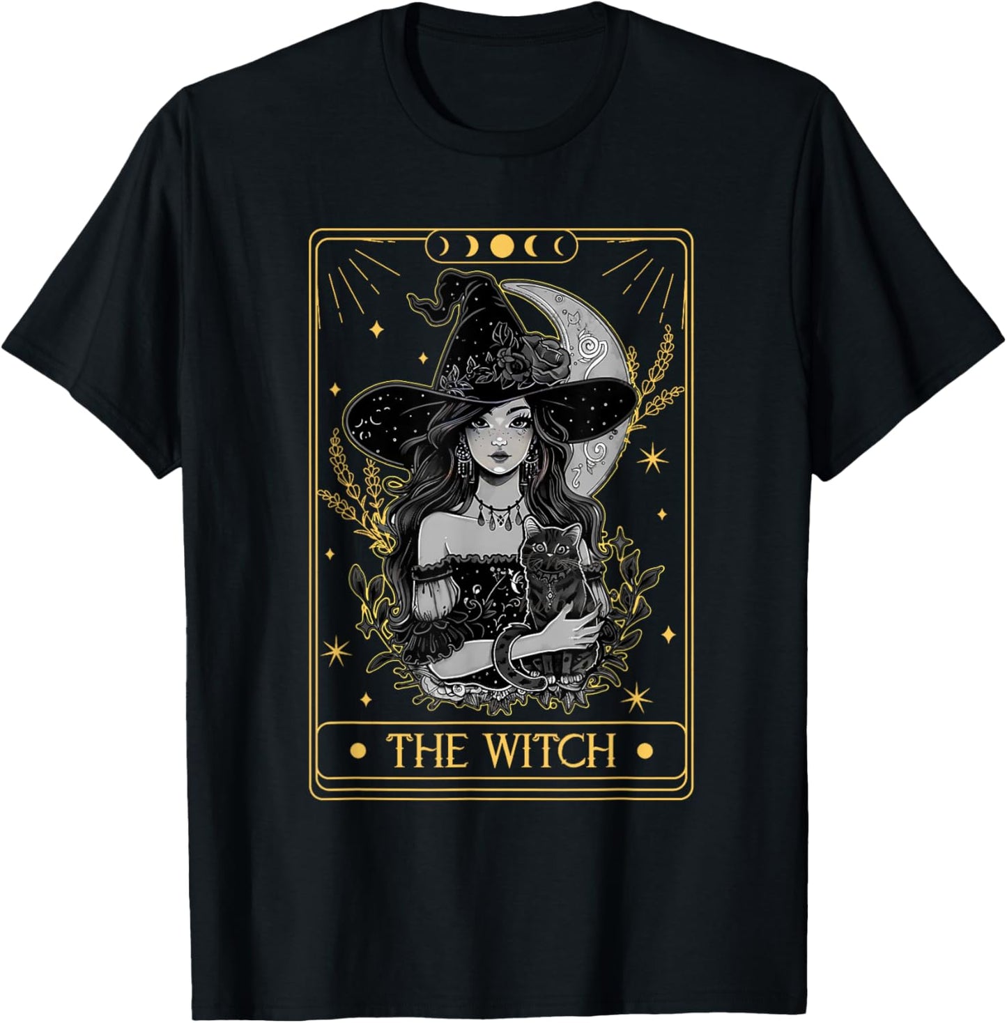 Tarot Card The Witch Witchy Funny Black Cat Spooky Halloween Women Kids T-Shirt - T-Shirt | Black