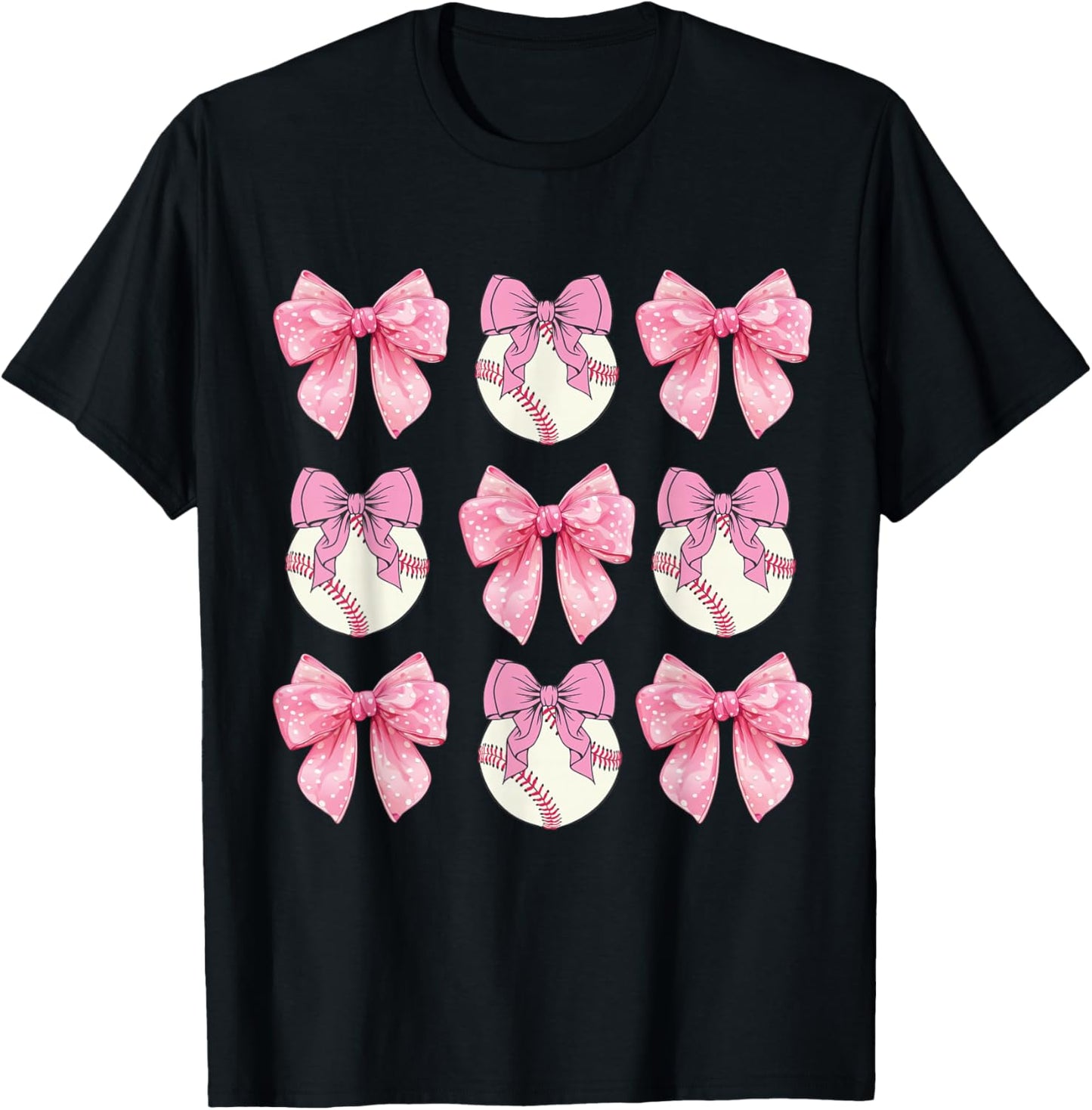 Baseball Coquette Bow Baseball Mom Mother's Day Mama T-Shirt - T-Shirt | Black