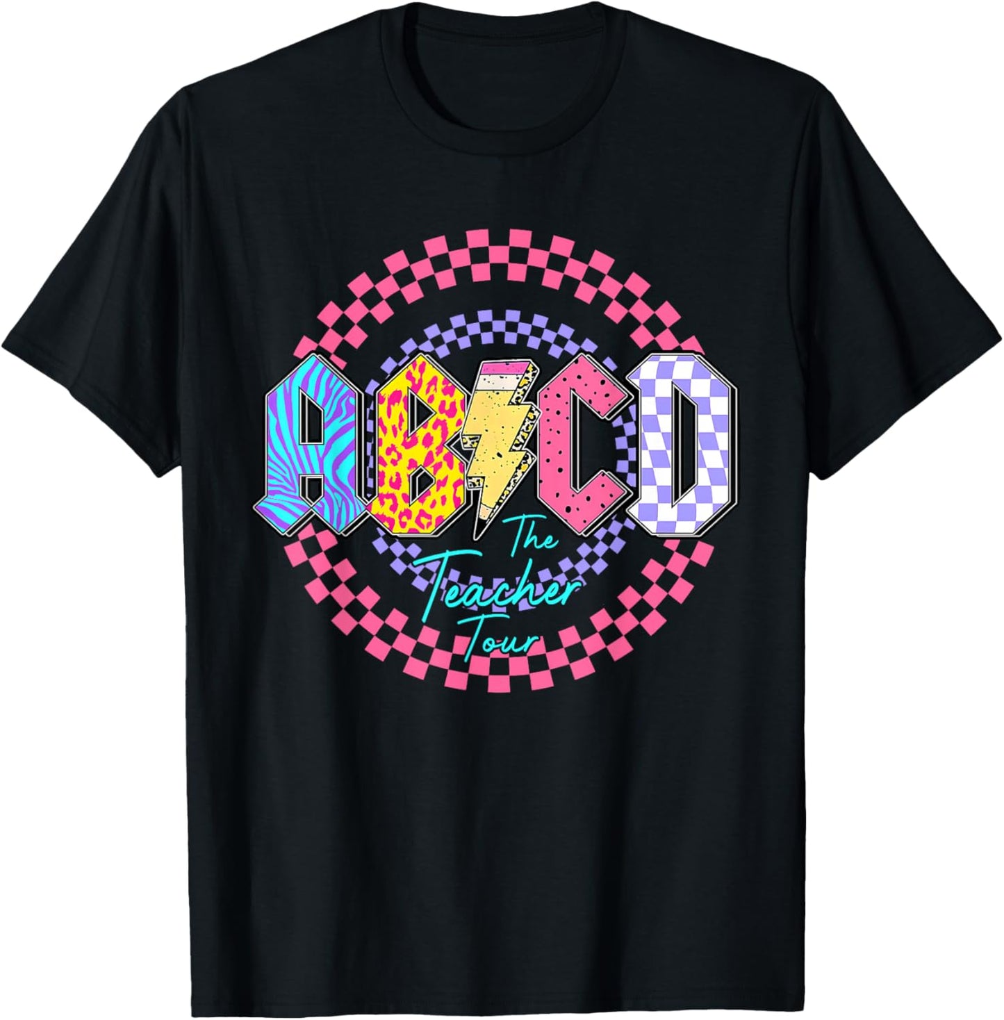 ABCD The Teacher Tour Rockin' Happy Last Day Of School Retro T-Shirt - T-Shirt | Black