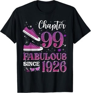 Chapter 99 Fabulous Since 1926 99Th Birthday Girl Lady T-Shirt - T-Shirt | Black