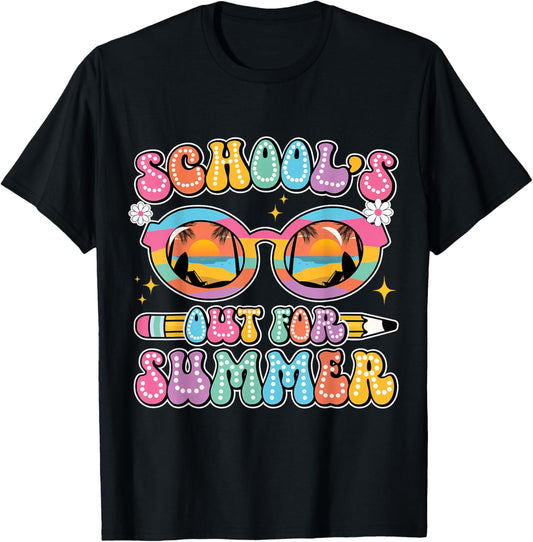 Happy Last Day of School Teacher Schools Out for Summer T-Shirt - T-Shirt | Black
