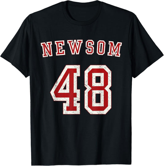 Gavin Newsom 2028 President 48 US Flag We The People Retro T-Shirt - T-Shirt | Black