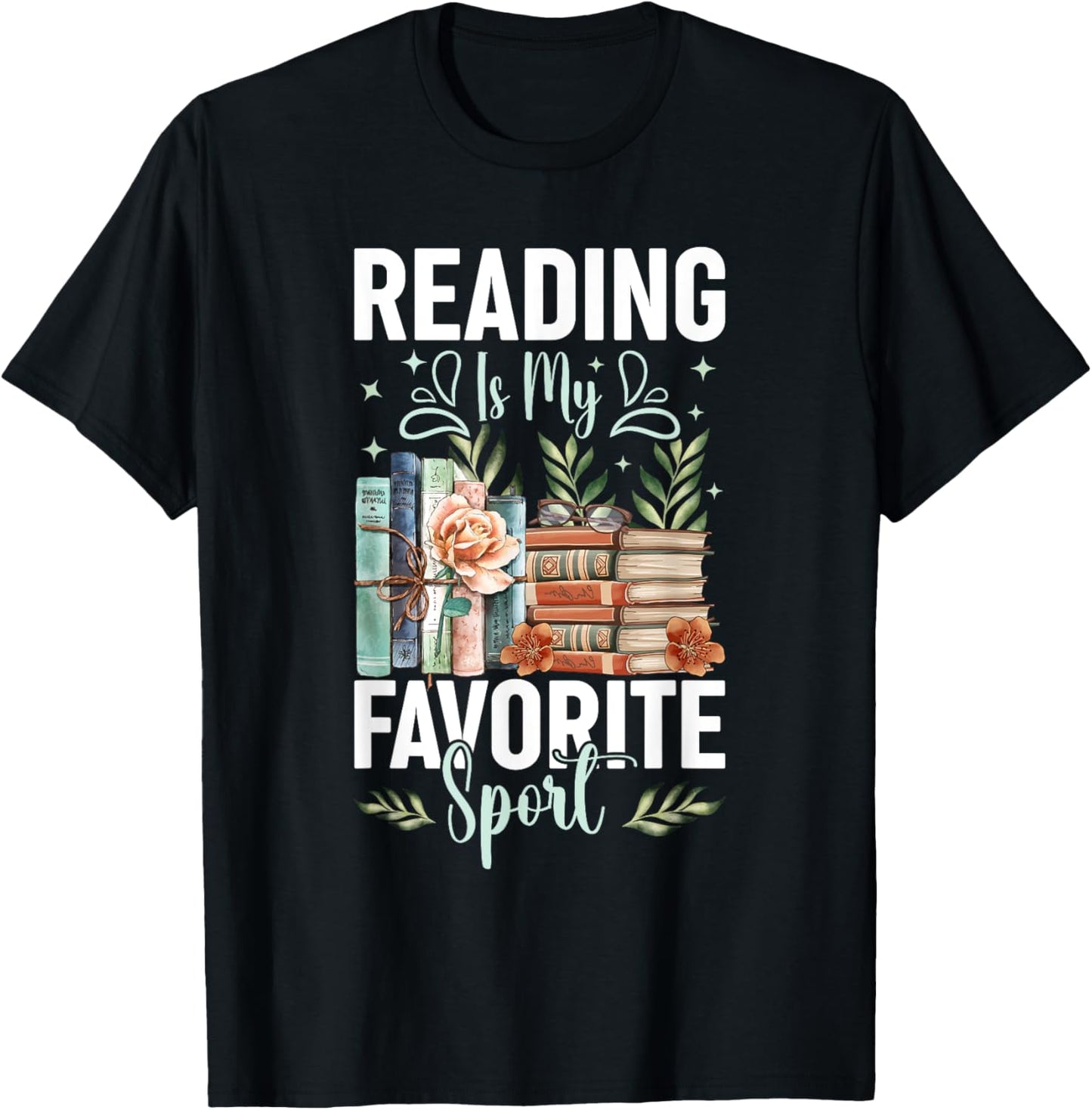 Reading Is My Favorite Sport Bookworm T-Shirt - T-Shirt | Black