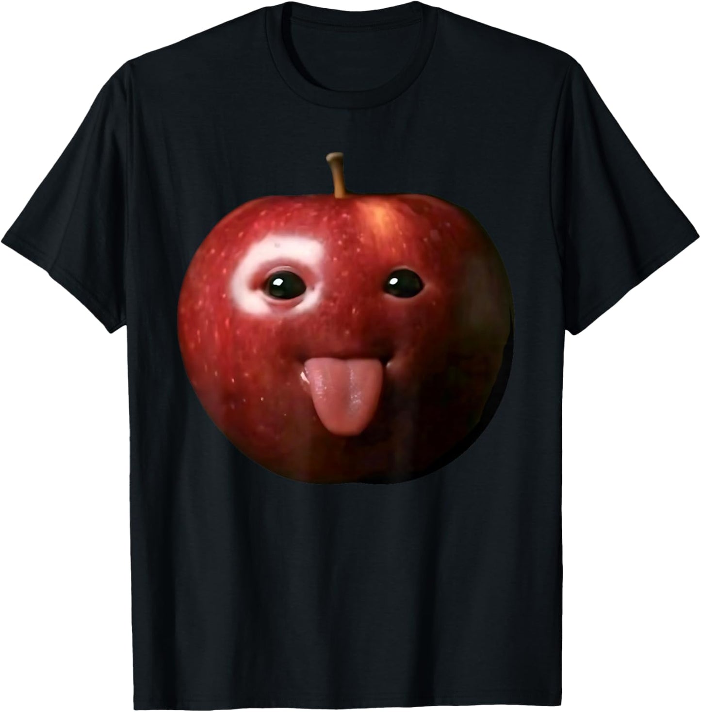 Funny Silly AI Apple gen z Meme BrainRot Humor Tongue Out T-Shirt - T-Shirt | Black