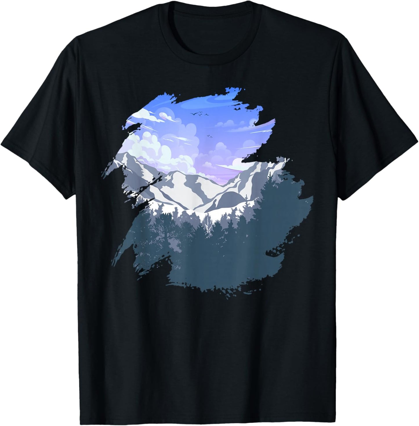 Timeless Mountain, Nature Trees and Forest T-Shirt - T-Shirt | Black