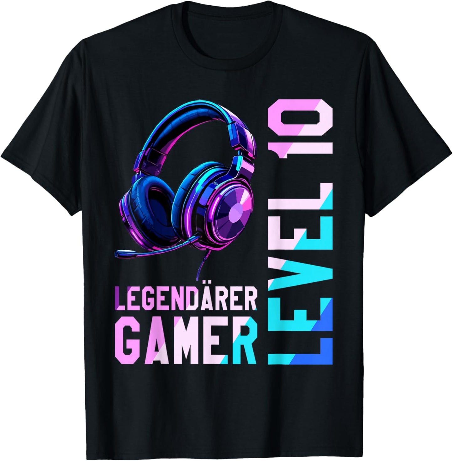 10th Birthday Boy Girl Teenager Level 10 Years Gamer T-Shirt - T-Shirt | Black