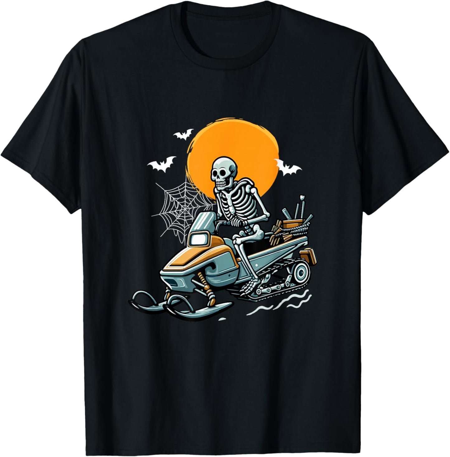 Skeleton Snowmobile Halloween Costume Sports Lover Family T-Shirt - T-Shirt | Black