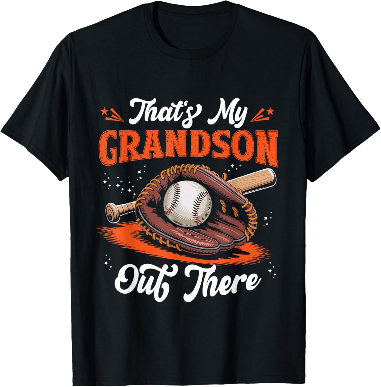 That's My Grandson Out There Baseball Grandma Grandpa Funny T-Shirt - T-Shirt | Black