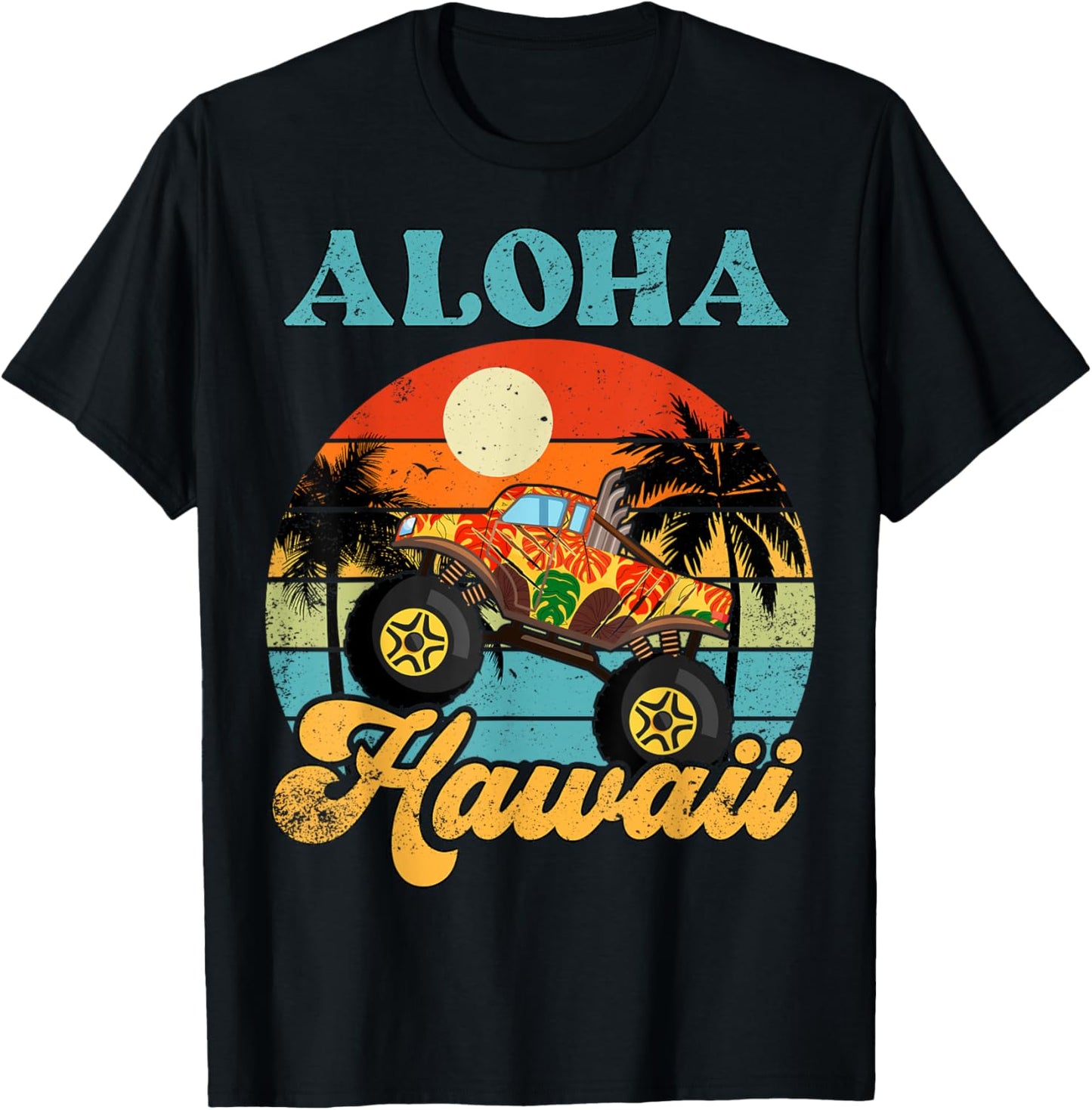 Hawaiian-Shirt Aloha Hawaii Monster Truck Youth Boy Toddler T-Shirt - T-Shirt | Black