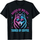 Raised by Wolves Tamed by Coffee Lover Wolf Saying Wolf T-Shirt - T-Shirt | Black