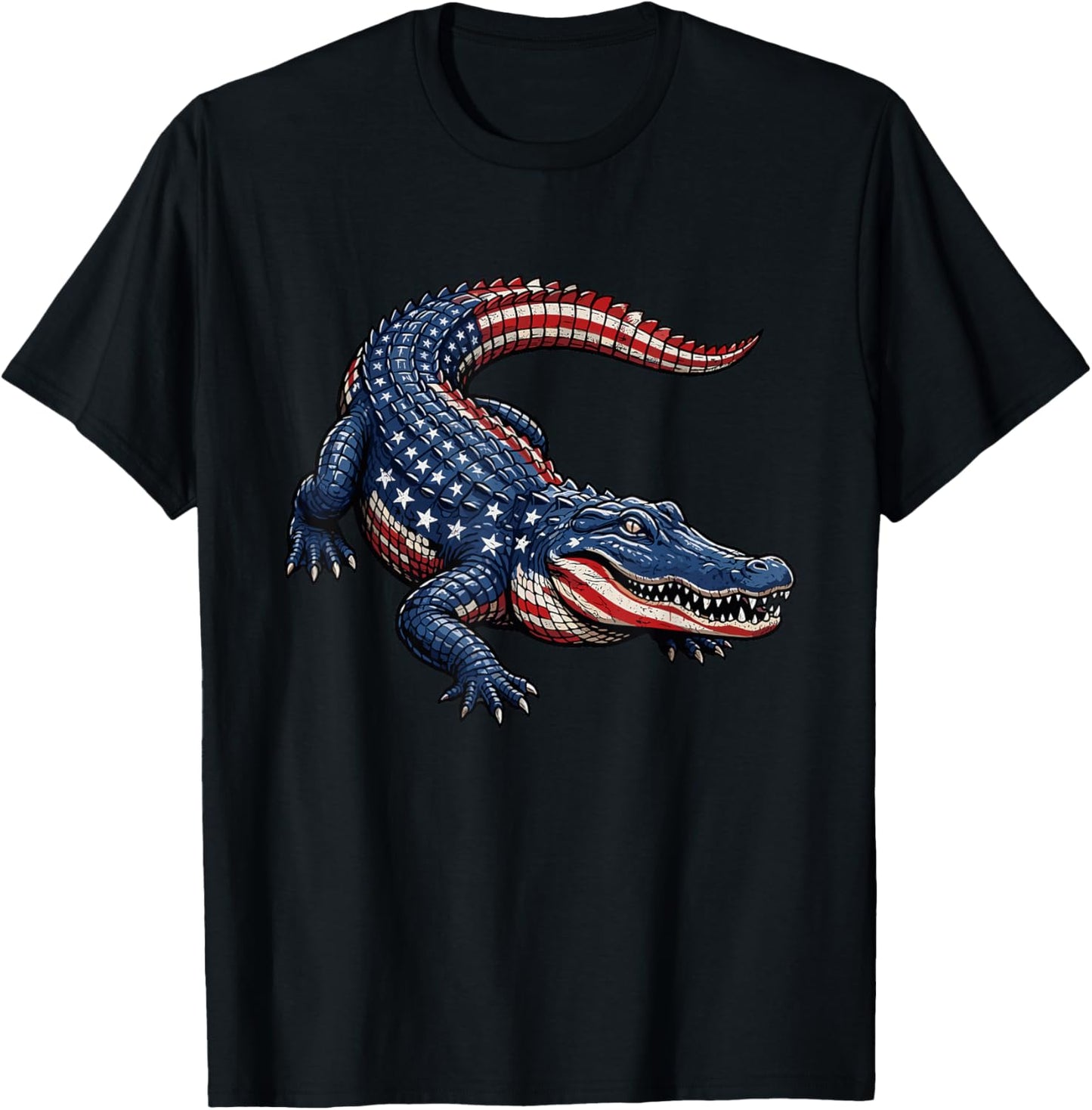 American Flag Alligator USA Patriotic T-Shirt - T-Shirt | Black