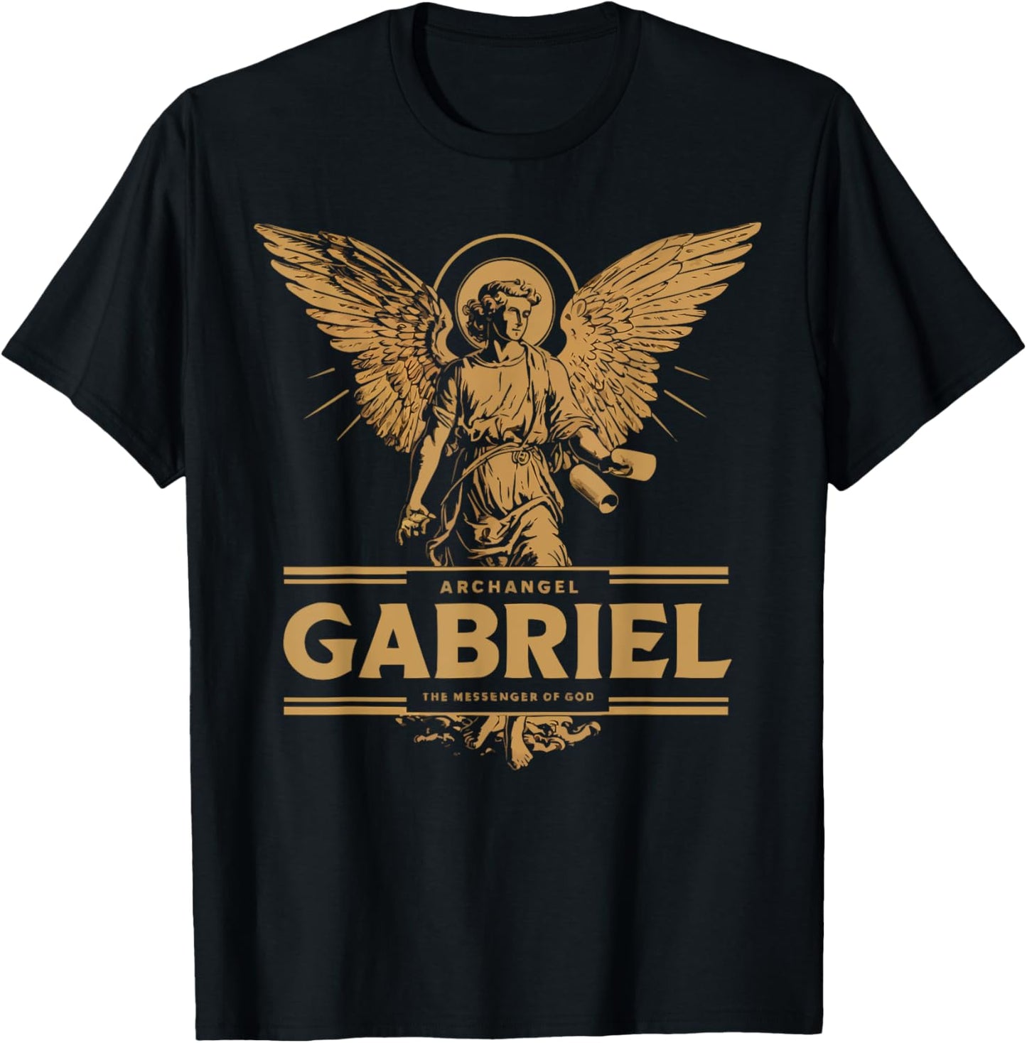 Archangel Gabriel Catholic Christianity Guardian Angel - Archangel Grabriel Christianity SteMi Apparel - -Adults - Black - Small - Short Sleeve T-Shirt - T-Shirt | Black