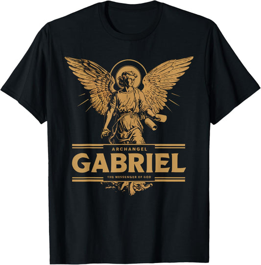 Archangel Gabriel Catholic Christianity Guardian Angel - Archangel Grabriel Christianity SteMi Apparel - -Adults - Black - Small - Short Sleeve T-Shirt - T-Shirt | Black