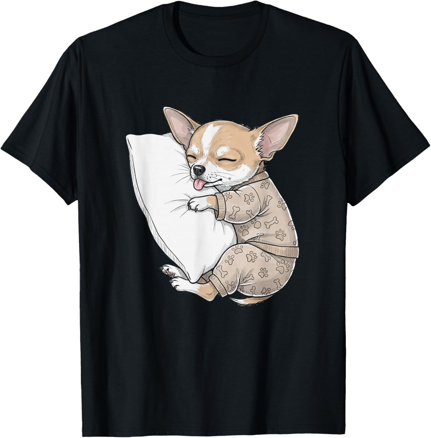 Funny Sleepy Chihuahua Pajama Men Women Kids T-Shirt - T-Shirt | Black