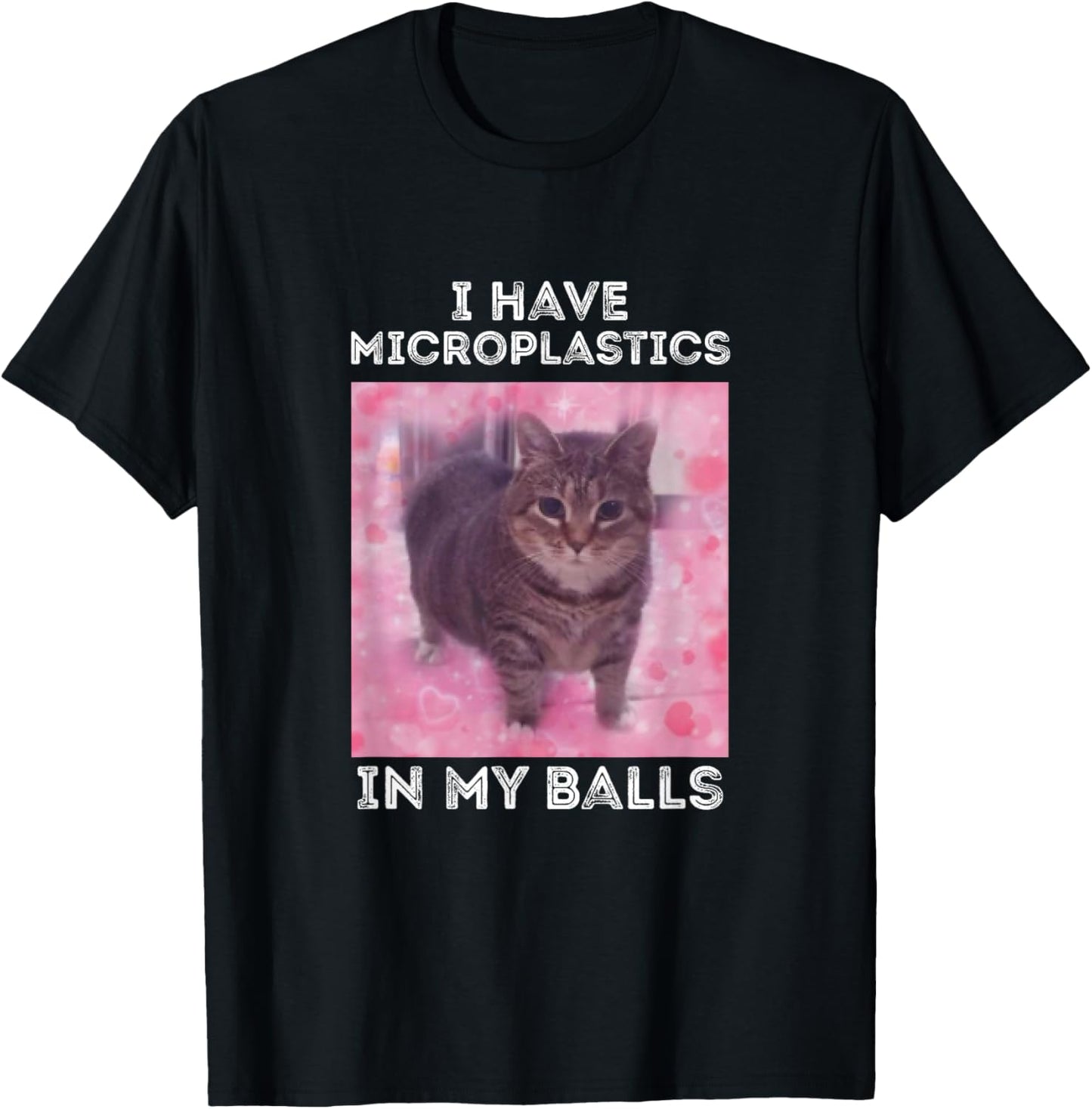 I Have Microplastics in my Balls Funny Cat Meme T-Shirt - T-Shirt | Black