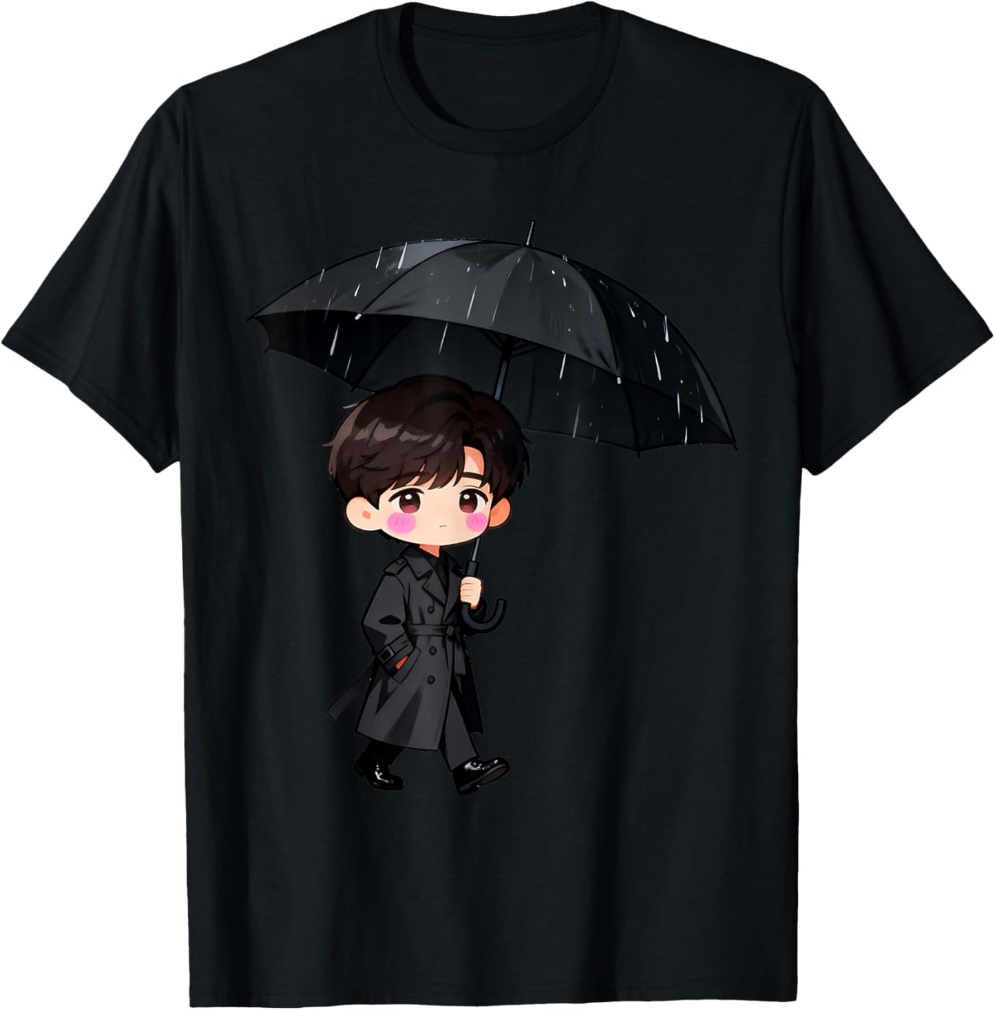 Cute Korean Drama Character Umbrella Scene Kdrama Fans T-Shirt - T-Shirt | Black