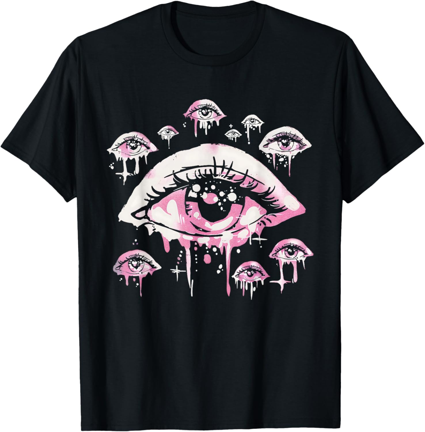 Eyes Pastel Goth Pink Weird Grunge Alt Odd Strange Aesthetic T-Shirt - T-Shirt | Black