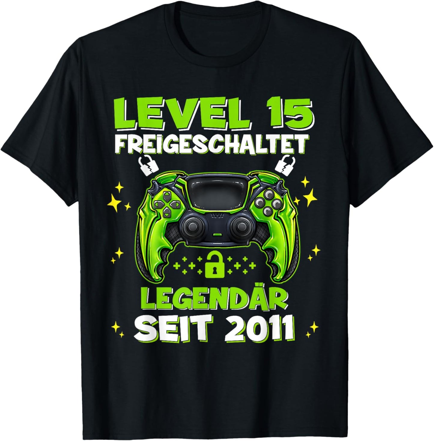 Level 15 Years Birthday Shirt Boy Gamer 2011 Birthday T-Shirt - T-Shirt | Black