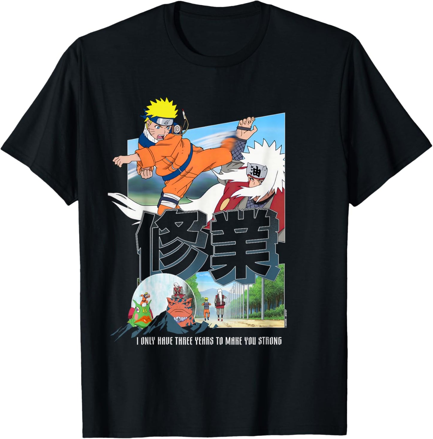 Naruto Shippuden Training with Jiraiya Make You Strong Anime T-Shirt - T-Shirt | Black