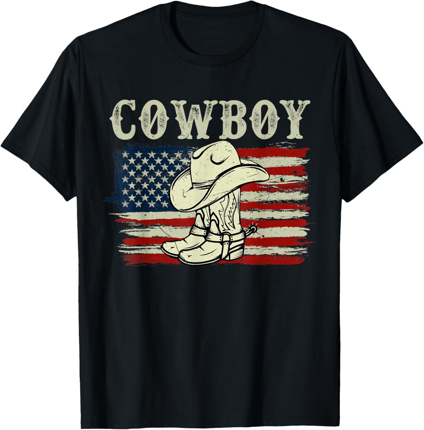 Men Teen Boy Kid Western Country Rodeo Southern Retro Cowboy T-Shirt - T-Shirt | Black