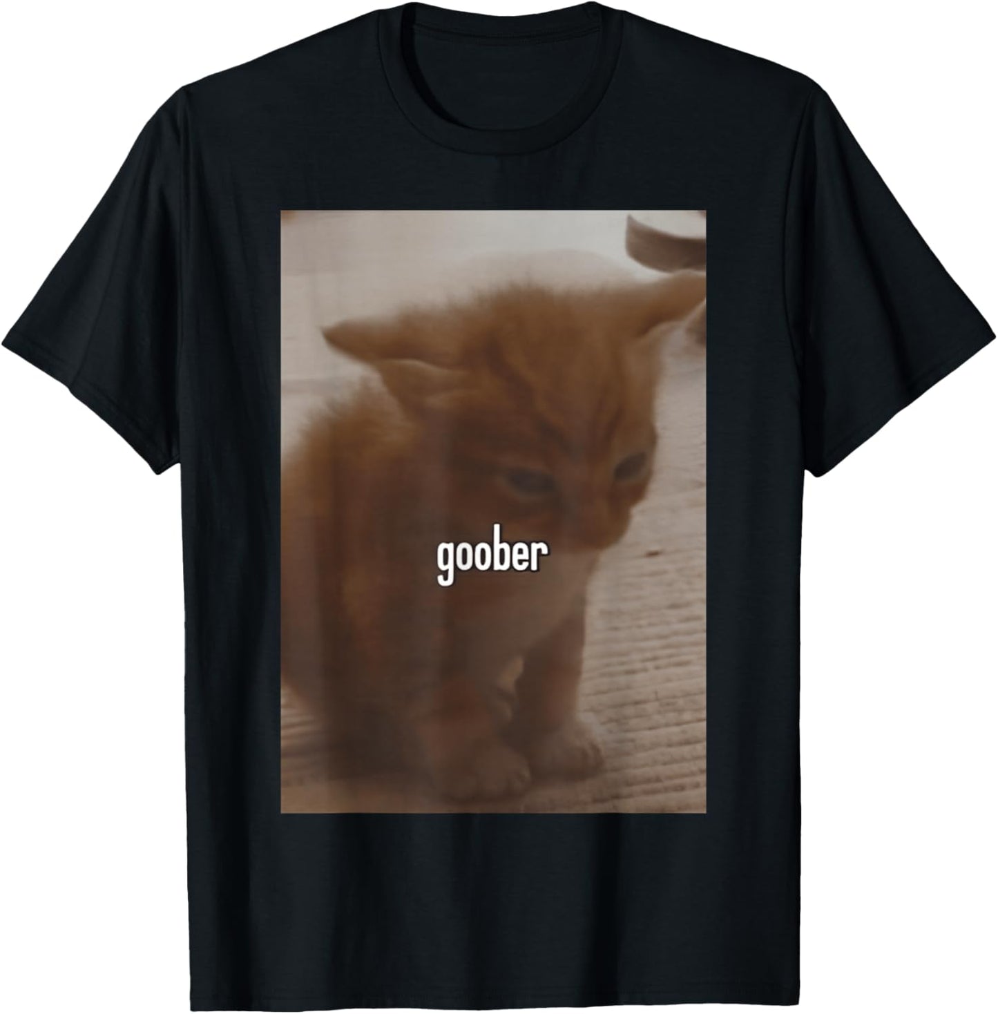 FUNNY MEME CUTE Goober Cat Silly Cat Men Women Girls Kids T-Shirt - T-Shirt | Black