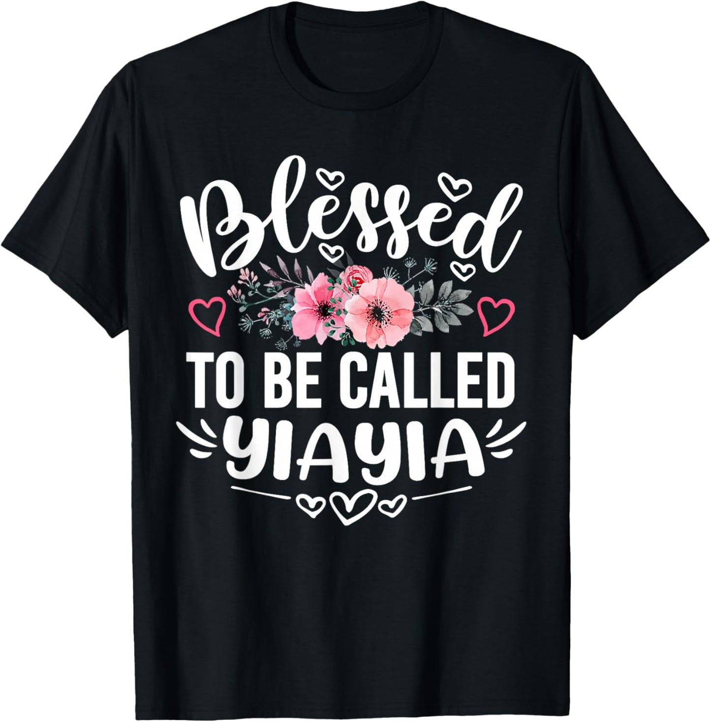 Blessed To Be Called Yiayia Funny Mother's Day Grandma T-Shirt - T-Shirt | Black