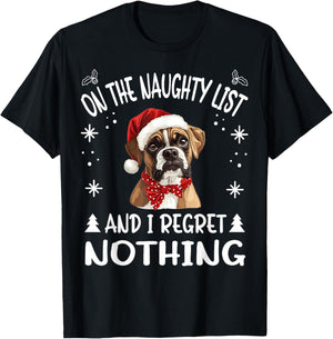 Cute Boxer dog Dog Christmas On The Naughty List and I Men Women T-Shirt - T-Shirt | Black