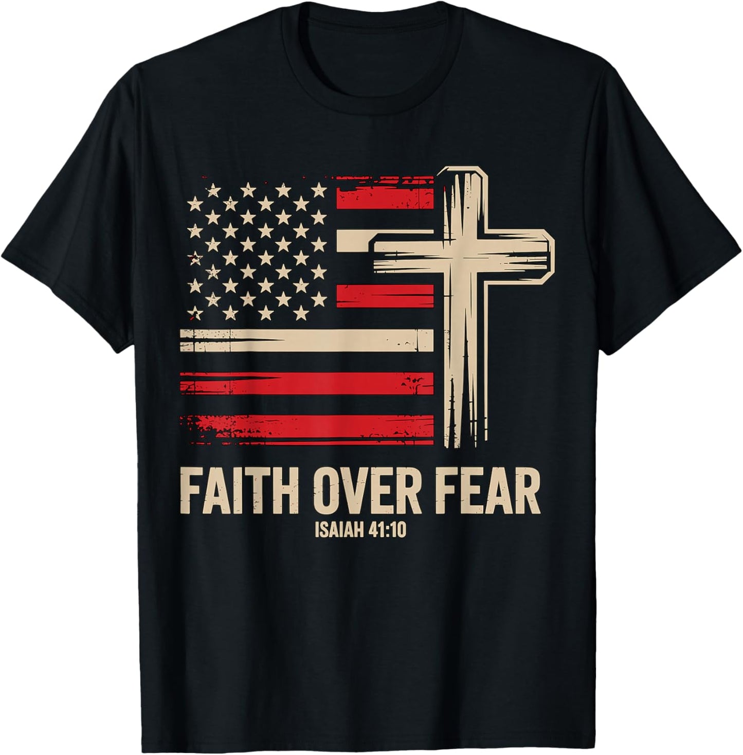 Faith Over Fear American Flag T-Shirt - T-Shirt | Black