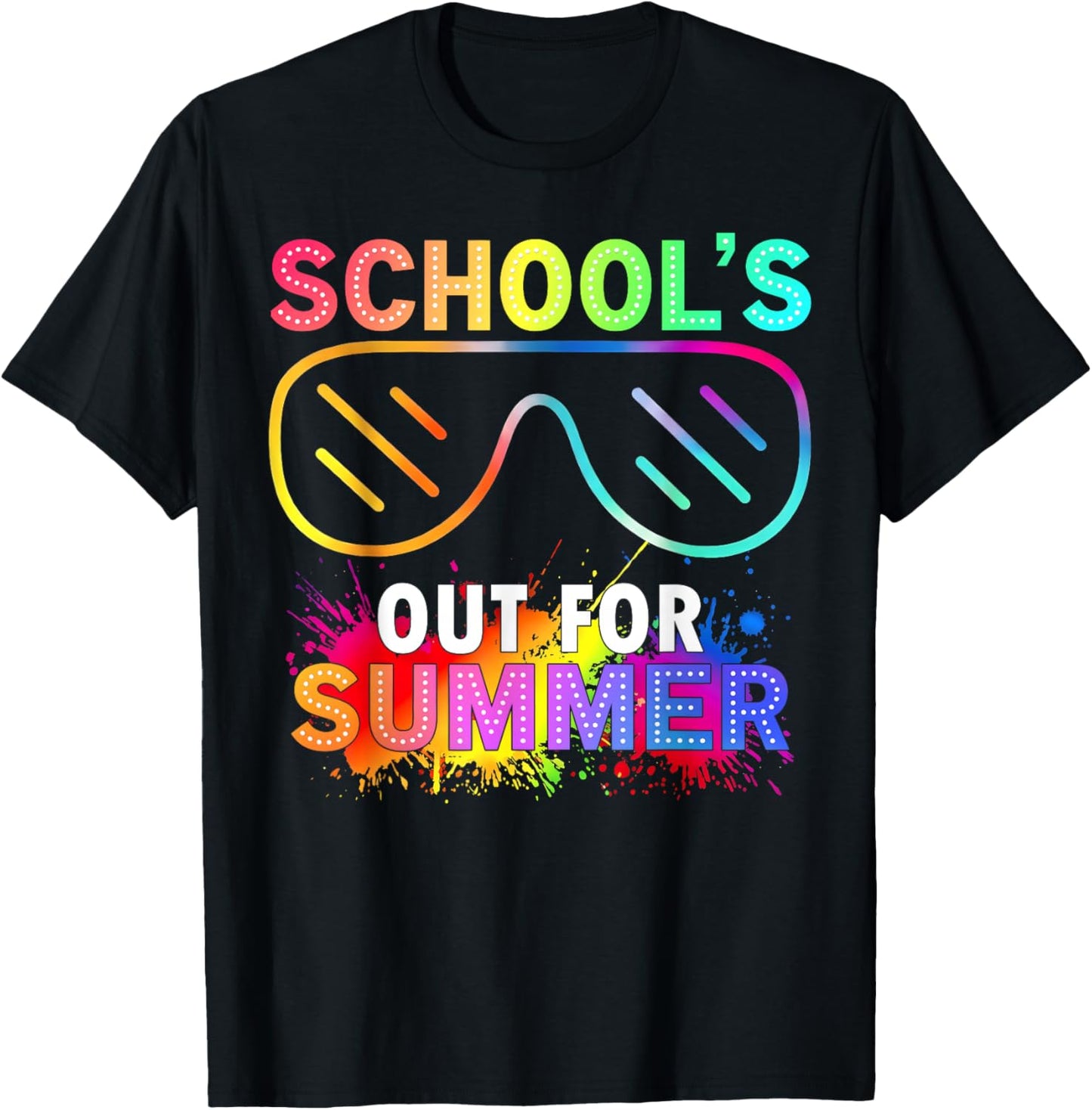 Schools Out for Summer End of School Year Sunglasses Glowing T-Shirt - T-Shirt | Black