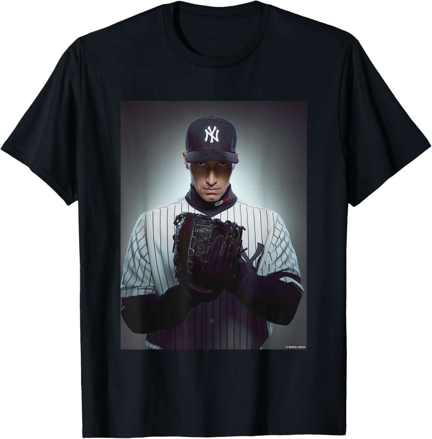 Andy Pettitte New York Yankees Catcher by Michael Grecco T-Shirt - T-Shirt | Black