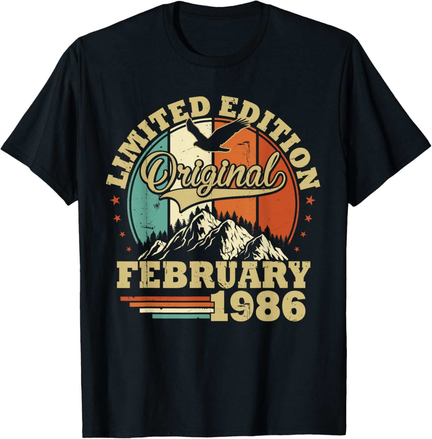 Birthday 40 Years Vintage February 1986 Men and Women T-Shirt - T-Shirt | Black