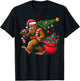 Bigfoot Christmas Tree Lights Xmas Sasquatch - -Adults, Kids - Blue - Small - Short Sleeve - - Cartoon Pattern - Winter T-Shirt - T-Shirt | Black
