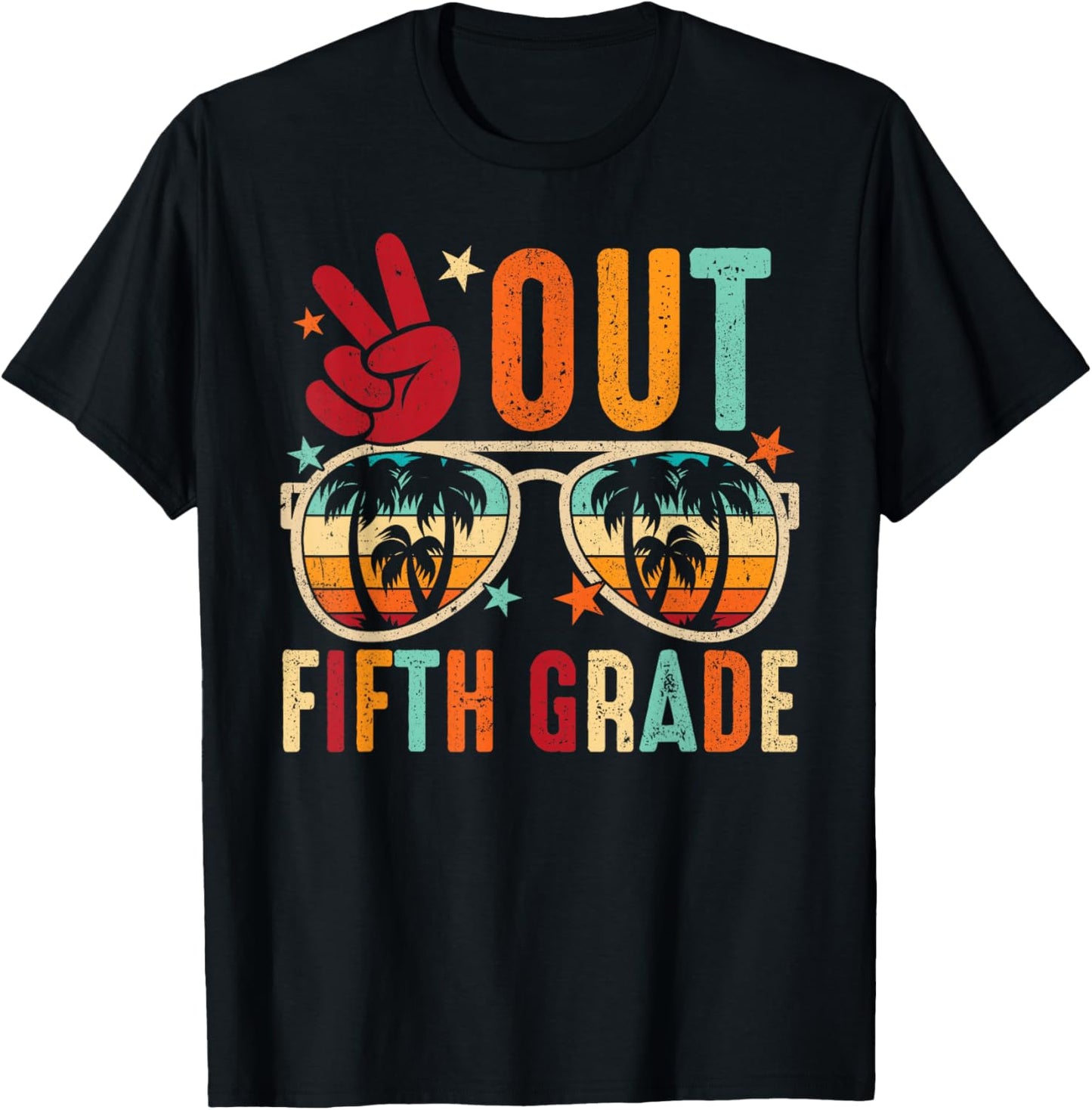 Vintage Peace Out 5th Grade Graduation Last Day Of School T-Shirt - T-Shirt | Black