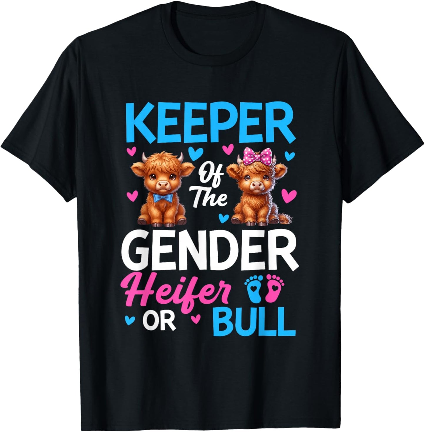 Keeper of The Gender Heifer Or Bull Baby Announcement T-Shirt - T-Shirt | Black