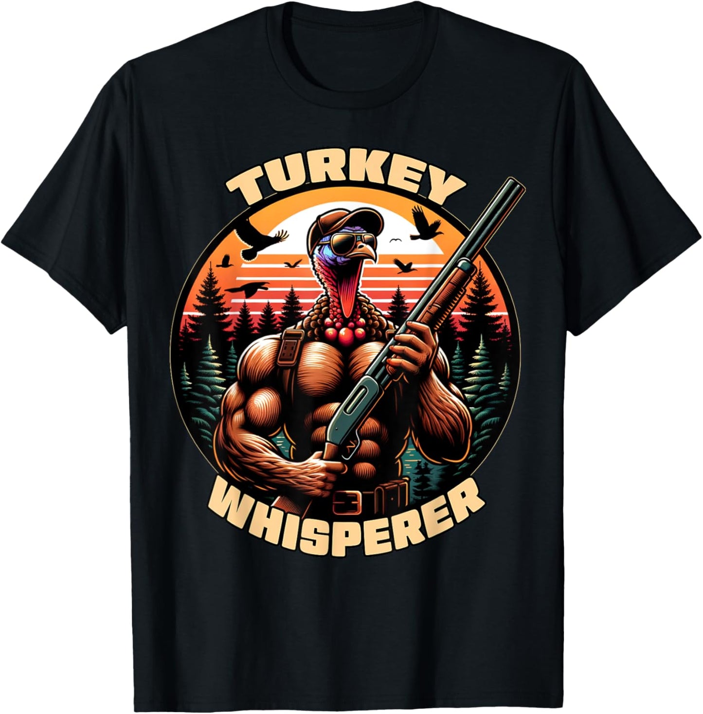 Turkey Whisperer Funny Turkey Hunting Season Men Women Kids T-Shirt - T-Shirt | Black