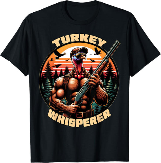 Turkey Whisperer Funny Turkey Hunting Season Men Women Kids T-Shirt - T-Shirt | Black