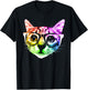 Rainbow Kitty Cat with Glasses by ROBOTFACE T-Shirt - T-Shirt | Black