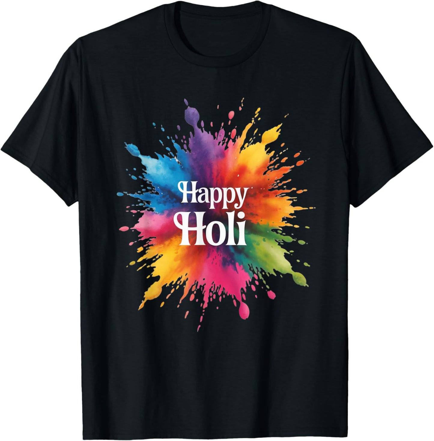 Happy Holi 2026 India Hindu Festival Colors Men Women Kids T-Shirt - T-Shirt | Black
