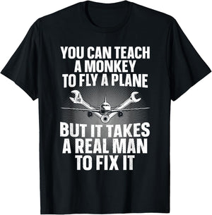 Funny Aircraft Mechanic Art Boys Aircraft Technician T-Shirt - T-Shirt | Black
