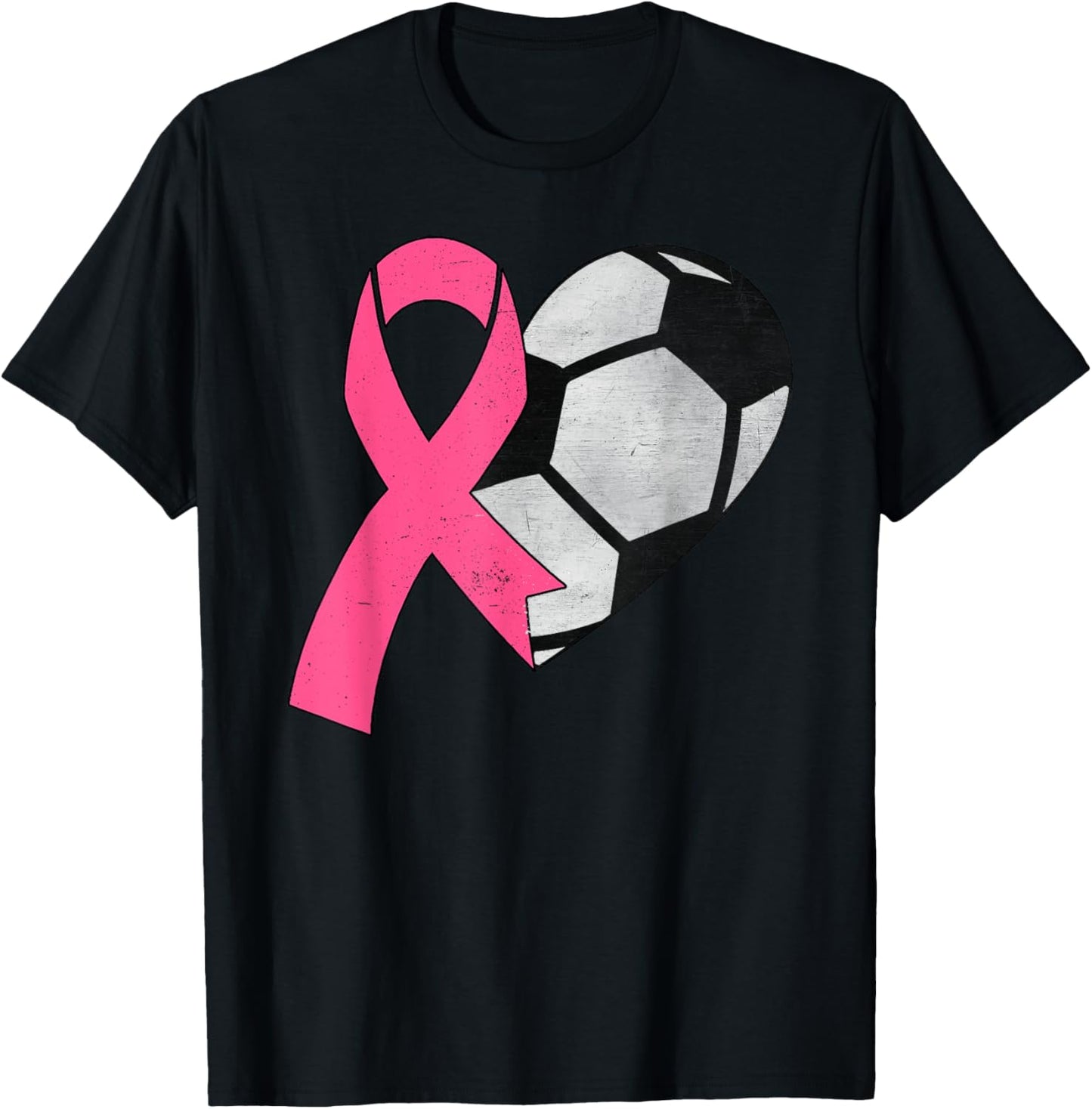 Pink Ribbon Soccer Ball Breast Cancer Awareness Month Women T-Shirt - T-Shirt | Black