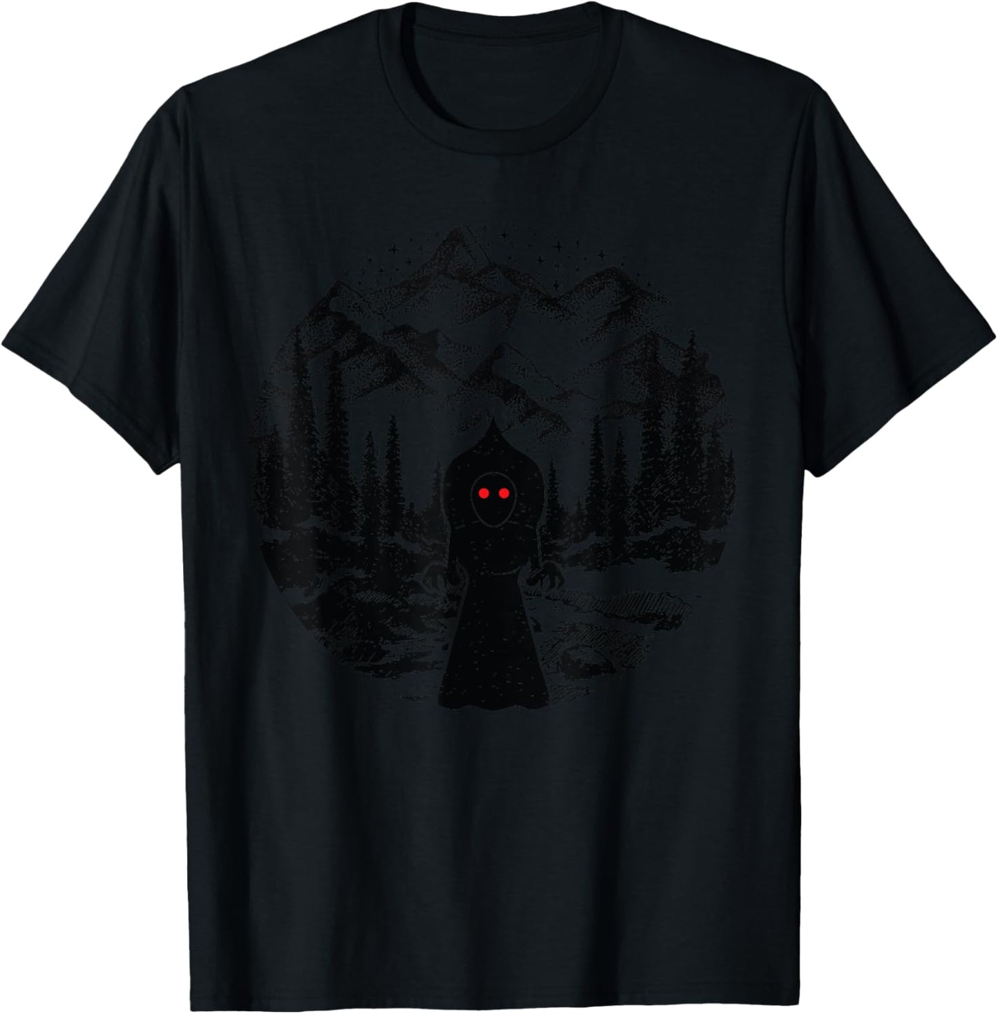 Flatwoods Monster Art Mountains Stars Cryptozoology Cryptid T-Shirt - T-Shirt | Black