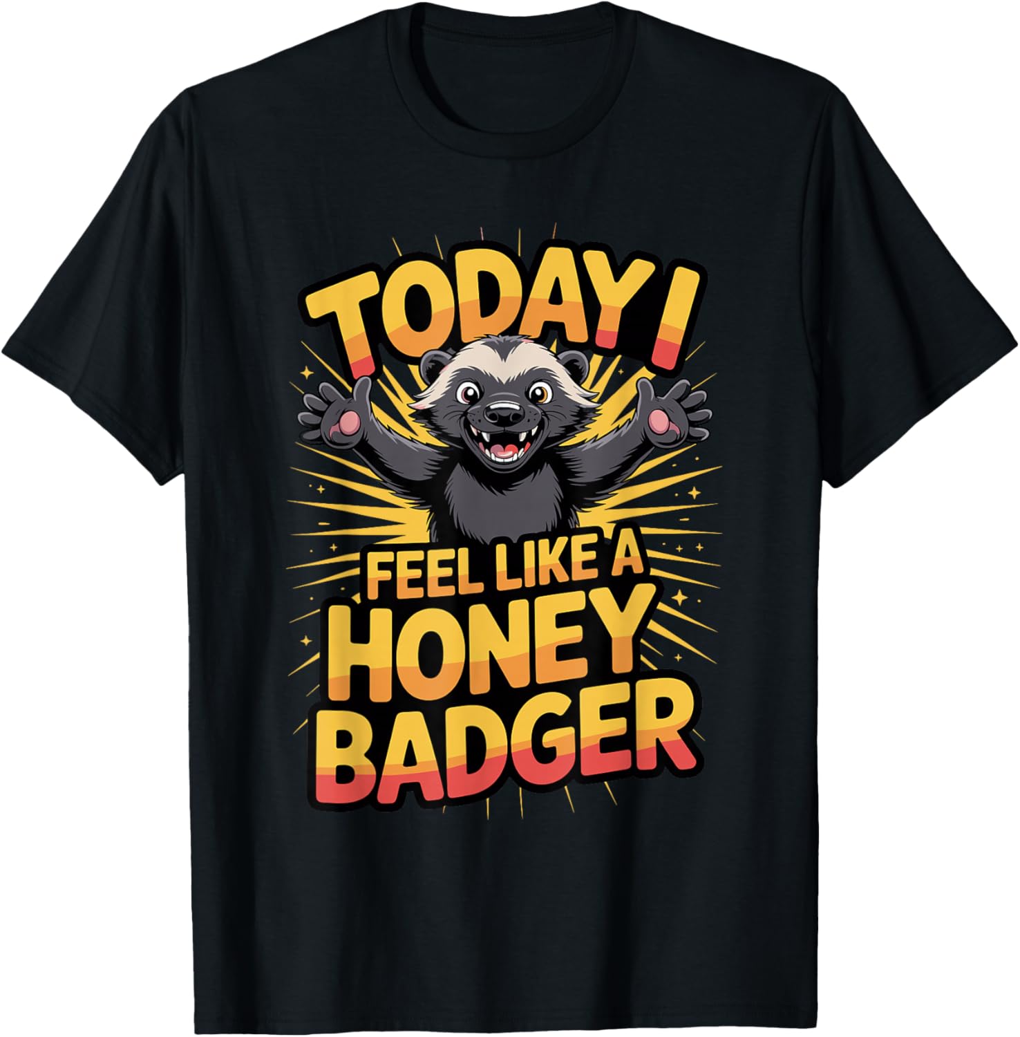 Fun Awesome Happy Vivid Mellivora Bold Stylized Honey Badger T-Shirt - T-Shirt | Black