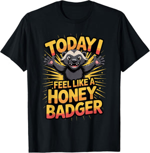 Fun Awesome Happy Vivid Mellivora Bold Stylized Honey Badger T-Shirt - T-Shirt | Black