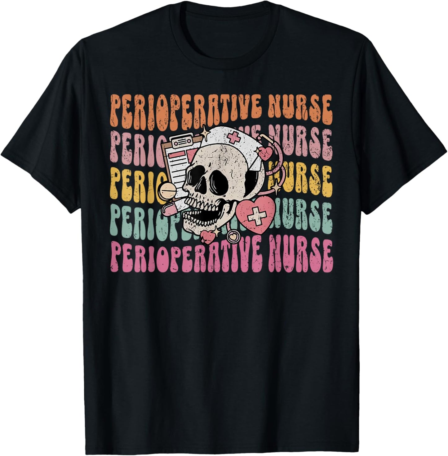 Retro Perioperative Nurse Future OR Nurse Skeleton Halloween T-Shirt - T-Shirt | Black